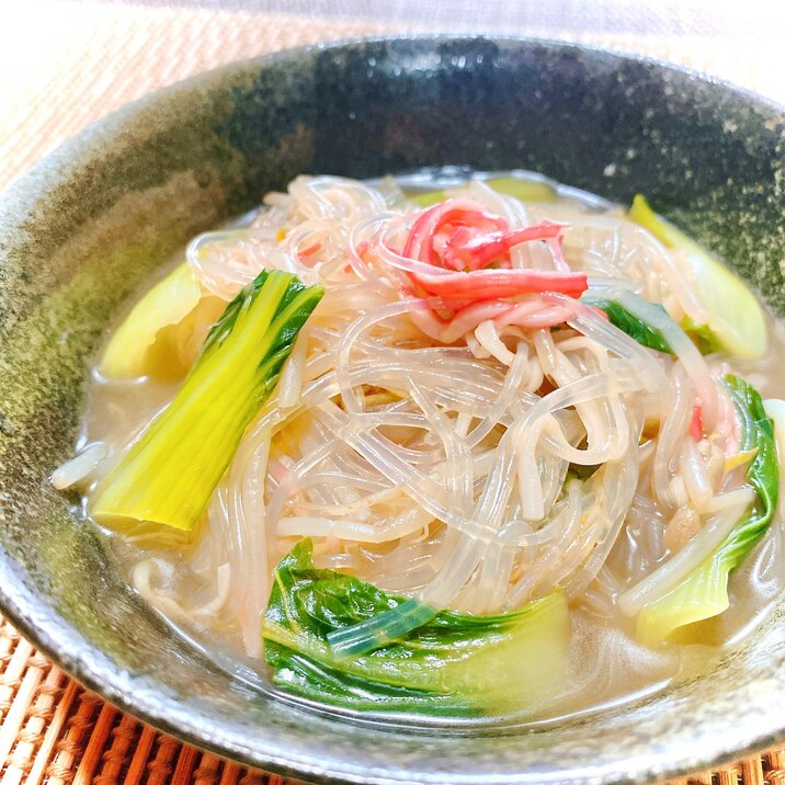 チンゲン菜とカニカマで♪春雨中華うま煮